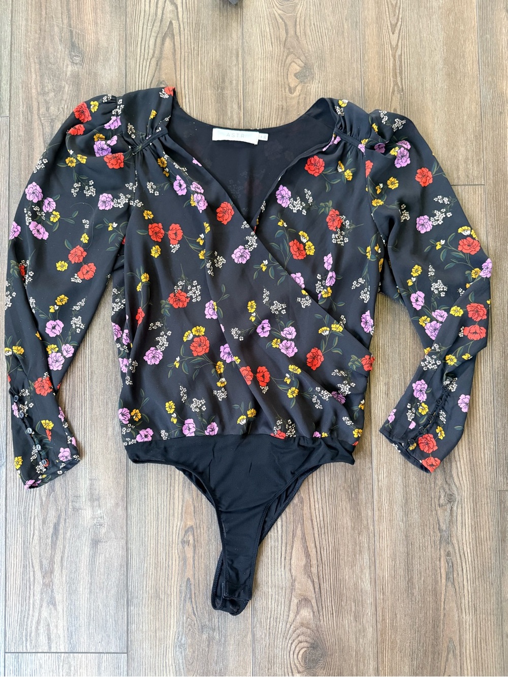 Black Floral Long-Sleeve Kids One-Piece Bodysuit